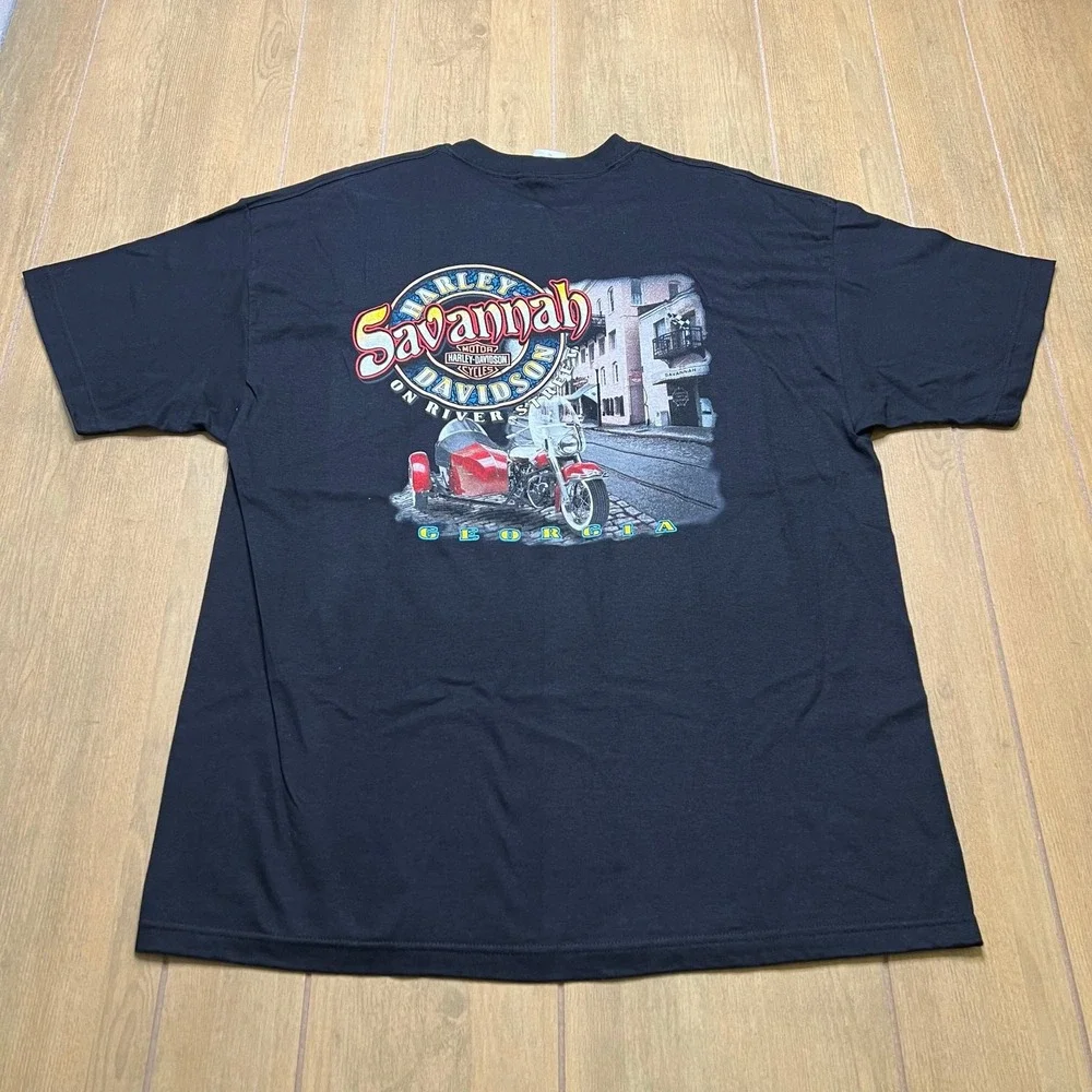 Harley-Davidson T-Shirt Mens XL Black Fat Boys Dominate Savannah GA 2002 Vintage